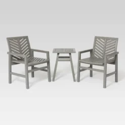 3pc Slatted Chevron Acacia Wood Patio Chat Set - Saracina Home -Furniture Store GUEST 9f76aa6f fbf0 4626 81c7 a8323d8b95e1