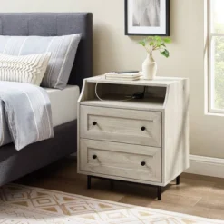 Transitional 2 Drawer Nightstand With USB Port - Saracina Home -Furniture Store GUEST a0442379 71fe 4ddb 9713 9cd9baec327f