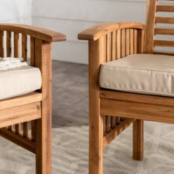 2pk Acacia Wood Patio Chairs With Cushions - Saracina Home -Furniture Store GUEST a0853a3e 317f 4919 88b4 65f8e1499c73