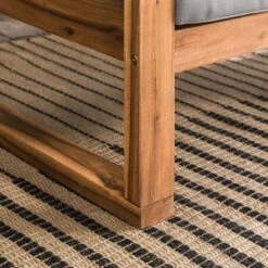 Galia Square Leg Acacia Wood Patio Loveseat With Cushions - Brown - Saracina Home -Furniture Store GUEST a11ad9be a64c 44ca a46e a671dce41fbe