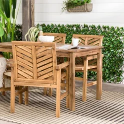 5pc Slatted Chevron Acacia Wood Patio Dining Set - Saracina Home -Furniture Store GUEST a256c116 4b4a 49d2 b52f 9bccdb37bd39