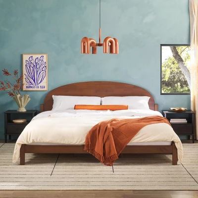 Saracina Home King Boho Arched Headboard Solid Pine Bed 2 Saracina Home King Boho Arched Headboard Solid Pine Bed - Image 2