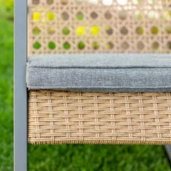 Komodo Modern Boho Faux Rattan & Metal Outdoor Rocking Chair With Cushion - Brown/Gray - Saracina Home -Furniture Store GUEST a71a9c37 cd34 445c 88c4 696410288c89