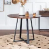 40" Urban Industrial Round Dining Table With Faux Wrap Leg Dark Walnut - Saracina Home