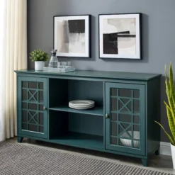 Bayland Transitional Double Fretwork Door Sideboard Antique Dark Teal - Saracina Home -Furniture Store GUEST a7a4137b fa9d 4635 ab03 e900a440d49d