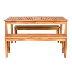 3pc Acacia Wood Simple Patio Dining Set - Saracina Home -Furniture Store GUEST a7cad3eb 88a7 43a9 b083 1e4637b6fdd0