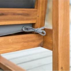 Galia Square Leg Acacia Wood Patio Loveseat With Cushions - Brown - Saracina Home -Furniture Store GUEST a802cd44 6287 405f 8d0e 1bc4cfc82c49