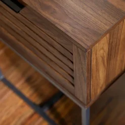 Visconti Boho Slat Pull Down Door Side Table Dark Walnut - Saracina Home -Furniture Store GUEST a98cfae4 0c12 4b45 864d eb90f816678c