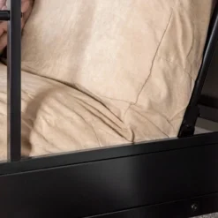 Twin Over Futon Analise Metal Bunk Bed Black - Saracina Home -Furniture Store GUEST aa2d1e2d b75c 4bdb 9c73 1846806f43c6