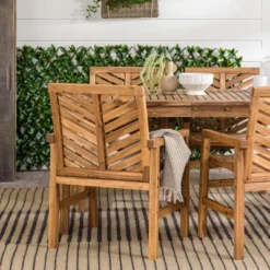 5pc Slatted Chevron Acacia Wood Patio Dining Set - Saracina Home -Furniture Store GUEST aa4dfa02 12a8 4b71 a397 42f91d66a651