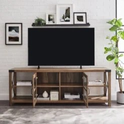 Sophie Rustic Farmhouse X Frame Glass Doors TV Stand For TVs Up To 80" Rustic Oak - Saracina Home 19 Sophie Rustic Farmhouse X Frame Glass Doors TV Stand For TVs Up To 80" Rustic Oak - Saracina Home -Furniture Store GUEST ab282666 78bc 4f32 95d1 fde89840ca0c
