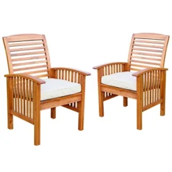 2pk Acacia Wood Patio Chairs With Cushions - Saracina Home -Furniture Store GUEST acd7214a 76b0 403e 972d 5efea809fff0