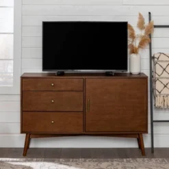 Mid-Century Modern With Closed Storage TV Stand For TVs Up To 58" Walnut - Saracina Home -Furniture Store GUEST ad69daf9 9422 4902 8fb3 e11fa4db8721