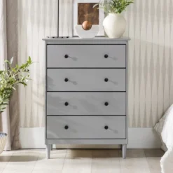 Stiva Classic Mid-Century Modern Vertical 4 Drawer Dresser Gray - Saracina Home -Furniture Store GUEST b17e12e6 10b7 4997 9975 99310ea2dd7e
