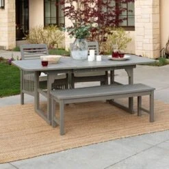 Ravenscroft 4pc Extendable Acacia Wood Outdoor Dining Set - Saracina Home -Furniture Store GUEST b20e0fe7 9276 456a 86ae 1099a38eba59