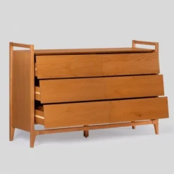 Mid-Century Modern Solid Wood Paneled 6 Drawer Dresser - Saracina Home -Furniture Store GUEST b2c10dc1 8f47 4650 9aa3 73b031414cdc
