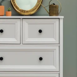 Farmhouse 5 Drawer Grooved Tall Storage Dresser White - Saracina Home 20 Farmhouse 5 Drawer Grooved Tall Storage Dresser White - Saracina Home -Furniture Store GUEST b4300c6d 296c 461f 9b10 91e1f40743a0