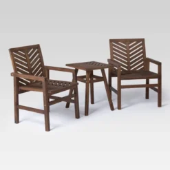 3pc Slatted Chevron Acacia Wood Patio Chat Set - Saracina Home -Furniture Store GUEST b555b5d1 1adb 44dc 89cc de438e14488a