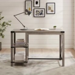 Rustic Farmhouse Metal X Kitchen Island With Shelves - Saracina Home -Furniture Store GUEST b5e786f1 c4b2 4d37 9c4f 7a49ef4549cc