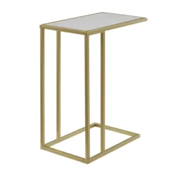 23" Modern Rectangle Two-Tone C Side Table With Metal Base - Saracina Home -Furniture Store GUEST b65b9434 3351 4d65 bc48 b2c7d25596f8