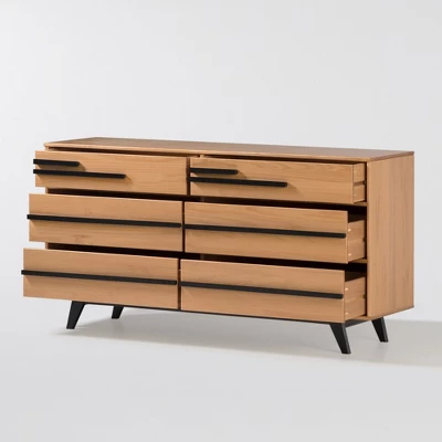 Modern 6 Drawer Double Dresser With Long Handles - Saracina Home 14 Modern 6 Drawer Double Dresser With Long Handles - Saracina Home - Image 14