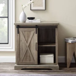Tertia Industrial Accent Cabinet With Sliding X Barn Door - Saracina Home -Furniture Store GUEST b7d39999 32d5 4c0e 8ba6 0546c6b2fcec