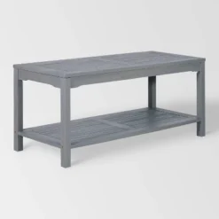 Ravenscroft Modern Boho Acacia Wood Slatted Outdoor Coffee Table With Lower Shelf - Saracina Home -Furniture Store GUEST b82362d2 34f0 4dc8 b530 c4b76868ed3f