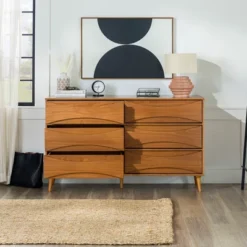 Mid-Century Modern Contoured 6 Drawer Dresser - Saracina Home -Furniture Store GUEST ba7b3ae6 3452 443a 9d57 85e8321e0910