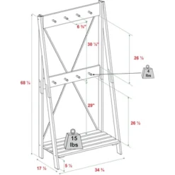 68" Solid Wood X Back Angled Hall Tree White Wash - Saracina Home -Furniture Store GUEST bb29985f ab49 4989 acce 133d6ff43ac2
