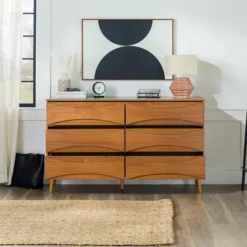 Mid-Century Modern Contoured 6 Drawer Dresser - Saracina Home -Furniture Store GUEST bb625515 9b28 47ce aec8 80be9f788699