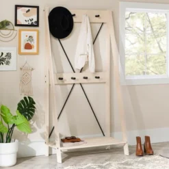 68" Solid Wood X Back Angled Hall Tree White Wash - Saracina Home -Furniture Store GUEST bc4a95c3 3e92 4bee af94 a5531e3bc496