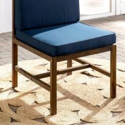 Modular Acacia Wood Armless Patio Chair With Cushion - Dark Brown/Navy - Saracina Home -Furniture Store GUEST bfd0a0ae 2818 4f4f ae86 f1a5c9140d53