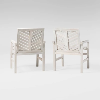2pk Slatted Chevron Acacia Wood Patio Chairs - Saracina Home 2 2pk Slatted Chevron Acacia Wood Patio Chairs - Saracina Home - Image 2