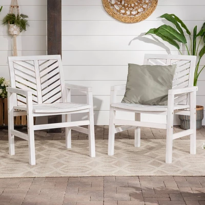 2pk Slatted Chevron Acacia Wood Patio Chairs - Saracina Home 1 2pk Slatted Chevron Acacia Wood Patio Chairs - Saracina Home
