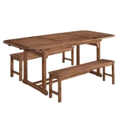 Ravenscroft 3pc Modern Boho Acacia Wood Slat Top Outdoor Dining Set - Saracina Home -Furniture Store GUEST c6e42648 bb8b 4360 a33e 0e6b93726692