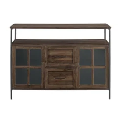 Adonis Transitional Industrial 3 Door Tiered Buffet Dark Walnut - Saracina Home -Furniture Store GUEST c7af8220 babe 4546 b263 044463fd80de