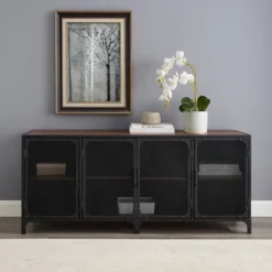 Urban Industrial Metal Mesh 4 Door TV Stand For TVs Up To 65" Dark Walnut - Saracina Home -Furniture Store GUEST c96cf0b4 a47c 4528 82de 5d4caa89908c