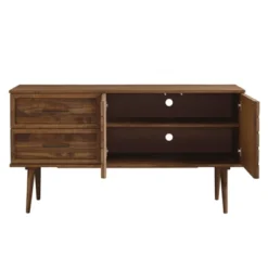 58" Modern Boho Solid Pine Wood Closed Storage Sideboard Brown - Saracina Home -Furniture Store GUEST cad6d6ba a3e9 4399 81c5 670c14d76600