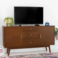 Mid-Century Modern Wood Console TV Stand For TVs Up To 65" - Saracina Home -Furniture Store GUEST cb85f3af 3c20 42f9 8a52 5c742cd3a8be