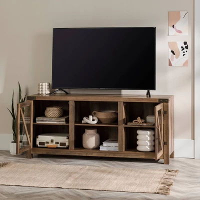 Clarabelle Transitional Glass Barn Door TV Stand For TVs Up To 65" - Saracina Home 11 Clarabelle Transitional Glass Barn Door TV Stand For TVs Up To 65" - Saracina Home - Image 11