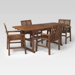 5pc Slatted Extendable Acacia Wood Patio Dining Set - Saracina Home -Furniture Store GUEST cc50b929 1d11 42ba bbdf 3a0193ac6925