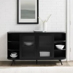 Mid-Century Modern Glass Double Door Curved Sideboard - Saracina Home -Furniture Store GUEST ccca2787 3517 4648 845b 2937e6e14a4a