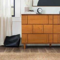 Modern Vertical Accent Solid Wood 6 Drawer Double Dresser - Saracina Home -Furniture Store GUEST cd7c2818 9a18 469d 807e 39f6e5d38ae6