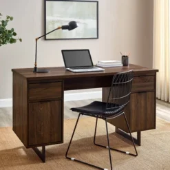 DuPonte Modern Double Sided Pedestal Executive Desk Dark Walnut - Saracina Home -Furniture Store GUEST ce88555d d014 4eb0 bd5f 6d83bd8203f3