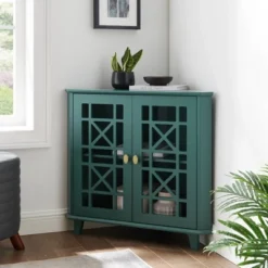 2 Door Corner Accent Cabinet With Fretwork Doors - Saracina Home -Furniture Store GUEST cfceebbb fbd4 44ae b375 5b6a98a22a32