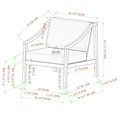 Saracina Home Mid-Century Modern Slatted Outdoor Acacia Arm Chair With Cushion 5 Saracina Home Mid-Century Modern Slatted Outdoor Acacia Arm Chair With Cushion - Image 5