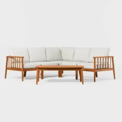 Saracina Home 6pc Modern Boho Outdoor Eucalyptus Spindle Sectional -Furniture Store GUEST d044e6ff bf58 4bfe baa2 ed0efadee2bd