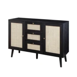 Modern Boho Wood And Rattan Storage Sideboard Black - Saracina Home -Furniture Store GUEST d0eaf357 1fe7 4214 9913 411413a9d23c