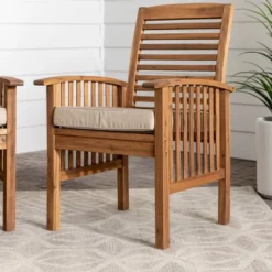 2pk Acacia Wood Patio Chairs With Cushions - Saracina Home -Furniture Store GUEST d340493c 7146 44bb ac78 ce1f986675be