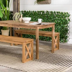 3pc Acacia Wood X Design Outdoor Patio Dining Set - Brown - Saracina Home -Furniture Store GUEST d443785c 83db 4334 bf12 a97492ae3d88